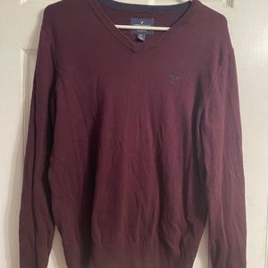 American Eagle Outfitters Men’s Small Ribbed V Neck Pullover Maroon/Burgundy